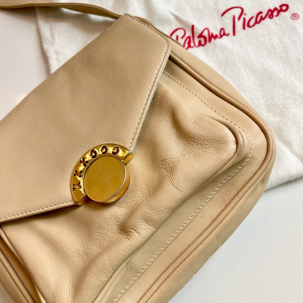 Vintage Paloma Picasso Cream Leather Crossbody Bag w/ Dust Bag